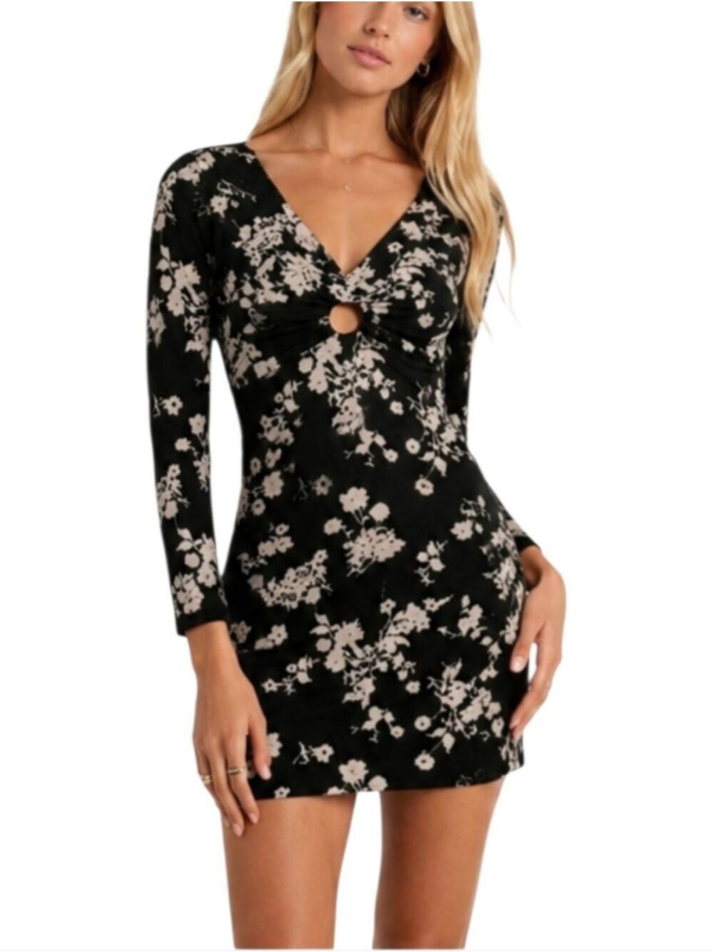 Abercrombie & Fitch Black Floral Cutout Dress – Large